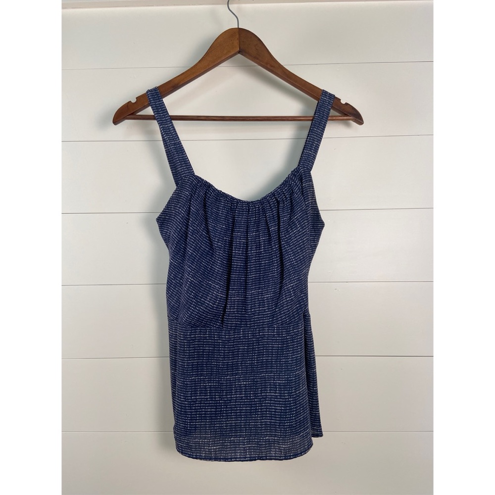 Navy dotted peplum tank blouse -size 8 - Picture 2 of 13